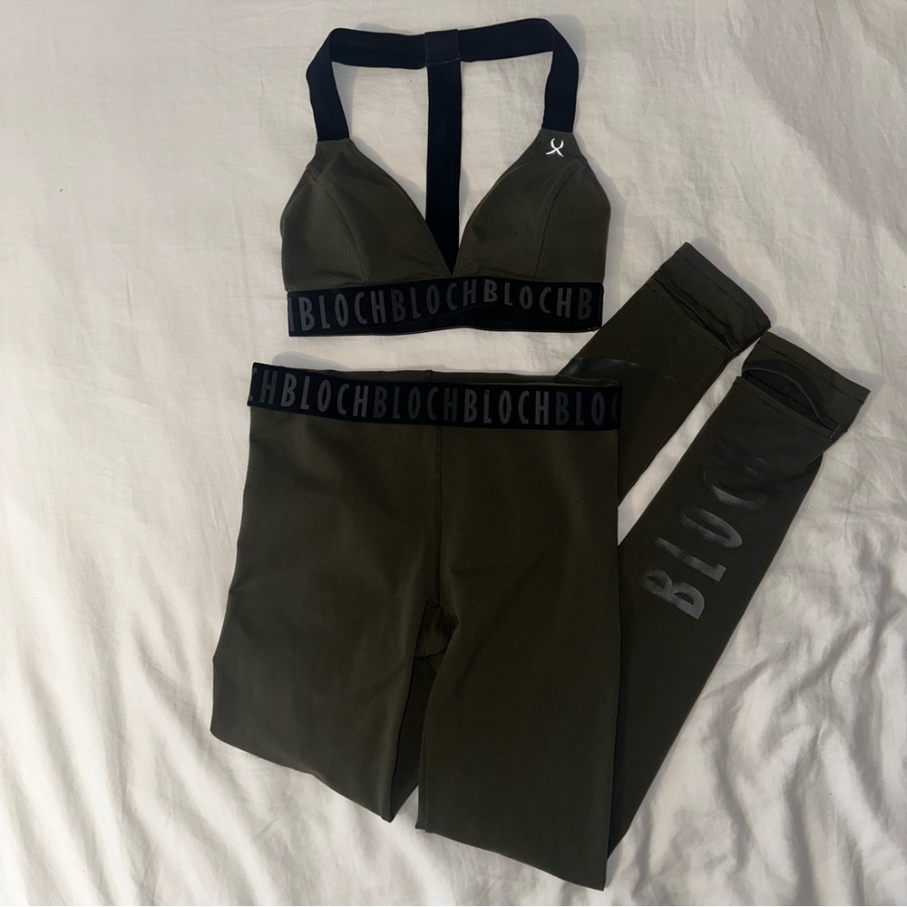 ♥️ Leggings Only: Bloch Full Length Workout Gym Yoga Pilates Sportsbra Green S